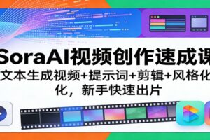 SoraAI视频创作速成课：文本生成视频+提示词+剪辑+风格化，新手快速出片