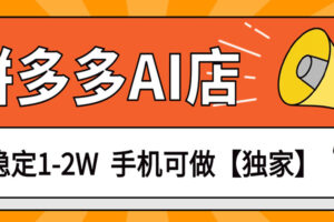 独家项目，拼多多虚拟AI店，月稳定1-2W，手机可做