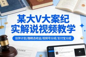 某大V大案纪实解说视频教学,可做伙伴计划、撸精选收益,视频号和支付宝分成计划均可