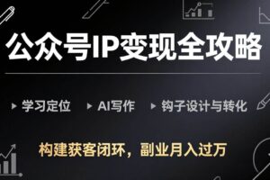 （17523期）公众号IP变现全攻略-更新，学习定位、AI写作、钩子设计与转化，构建获客闭环，副业月入过万