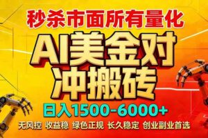 (17787期)2026 全网首发黑马项目|AI 美金算法对冲 | 日入 2000-6000+ | 稳定 0 风控 | 告别 996 死工资