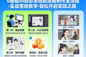 0基础AI动态漫短剧漫画制作全流程,实战落地教学,轻松开启变现之路