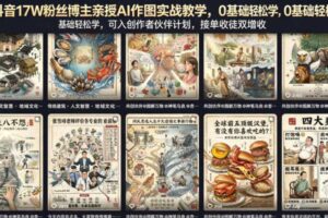 抖音17W粉丝博主亲授AI作图实战教学,0基础轻松学,可入创作者伙伴计划,接单收徒双增收