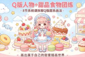 Q版人物+甜品食物团练，8节系统课拆解Q版甜系画法，画出属于自己的甜蜜插画世界