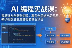 （17940期）AI编程实战课-第三期-4月更新：零基础从创意到变现，覆盖全品类产品开发，把想法变成赚钱的项目