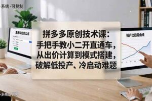 （18159期）拼多多原创技术课：手把手教小二开直通车，从出价计算到模式搭建，破解低投产、冷启动难题