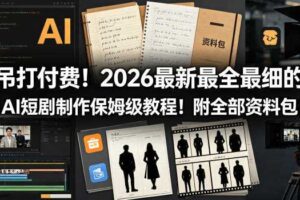 吊打付费！2026最新最全最细的AI短剧制作保姆级教程！附全部资料包