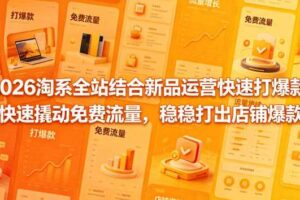 2026淘系全站结合新品运营快速打爆款，快速撬动免费流量，稳稳打出店铺爆款（更新5月12日）