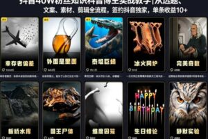 抖音40W粉丝知识科普博主实战教学｜从选题、文案、素材、剪辑全流程，签约抖音精选独家，单条收益1k+
