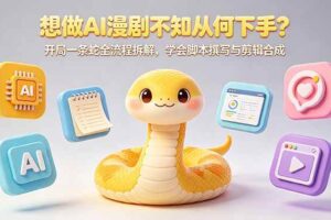 （18550期）想做AI漫剧不知从何下手？开局一条蛇全流程拆解，学会脚本撰写与剪辑合成