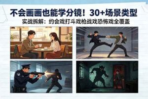 （18591期）不会画画也能学分镜！30+场景类型实战拆解：约会戏打斗戏枪战戏恐怖戏全覆盖