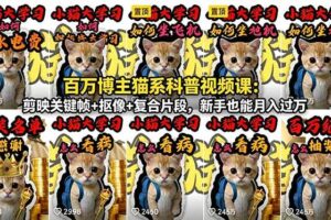 （18595期）百万博主猫系科普视频课：剪映关键帧+抠像+复合片段，新手也能月入过万