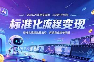 （18643期）2026AI漫剧变现课｜从0到1学创作，标准化流程批量出片，解锁商业接单渠道