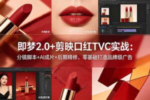 （18729期）即梦2.0+剪映口红TVC实战：分镜脚本+AI成片+后期精修，零基础打造品牌级广告