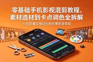 （18750期）零基础手机影视混剪教程，素材选材到卡点调色全拆解，小白跟着实操轻松制作爆款混剪短片