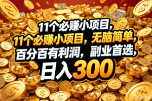 （18756期）11个必赚的小项目，百分百赚元子，无脑简单，副业首选，日入300+
