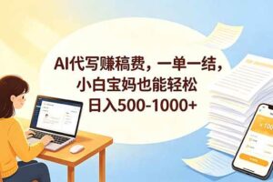 （18772期）AI代写赚稿费，一单一结，小白宝妈也能轻松日入500-1000+