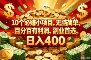 （18793期）10个必赚的小项目，百分百赚元子，无脑简单，副业首选，日入400+