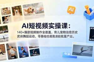 （18781期）AI短视频实操课：140+爆款视频制作全覆盖，育儿宠物治愈历史武侠舞蹈运动，零基础也能批量产出
