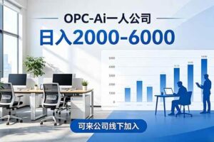 （18809期）2026创业新风口—OPC一人公司模式震撼首发！日收益2000-6000+，项目绿色长久，安全稳健，合…