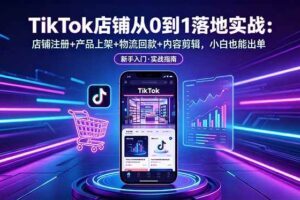 （18862期）TikTok店铺从0到1落地实战：店铺注册+产品上架+物流回款+内容剪辑，小白也能出单
