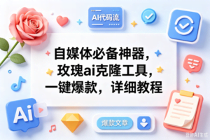 （18882期）玫瑰克隆ai工具，一键爆款ai工具，自媒体必备神器，50多个功能，详细教程