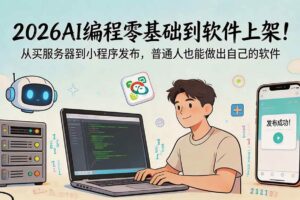 （18905期）2026AI编程零基础到软件上架！从买服务器到小程序发布，普通人也能做出自己的软件