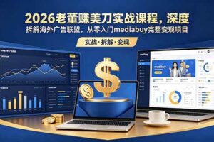 （18935期）2026老董赚美刀实战课程，深度拆解海外广告联盟，从零入门mediabuy完整变现项目