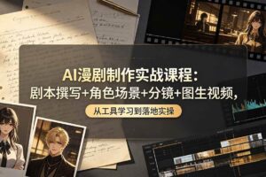 （19020期）AI漫剧制作实战课程：剧本撰写+角色场景+分镜+图生视频，从工具学习到落地实操