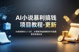 （19030期）AI小说暴利搞钱项目教程-更新，大佬亲测月入1-3万，从零教学短故事创作与投稿变现全套玩法