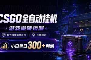 （19066期）CSGO全自动挂机，游戏搬砖捡漏，软件科技简单易用，长期稳定，小白单日300+利润