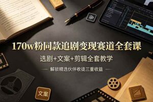 （19123期）170w粉博主同款追剧变现赛道全套课，选剧+文案+剪辑全套教学，解锁精选伙伴收徒三重收益