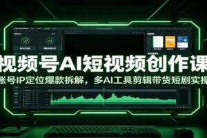视频号AI短视频创作课：账号IP定位爆款拆解，多AI工具剪辑带货短剧实操