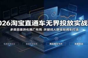 2026淘宝直通车无界投放实战课：多类目差异化推广布局，关键词人群全站调车打法