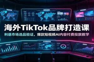 海外TikTok品牌打造课：利基市场选品验证，爆款短视频AI内容付费投放教学