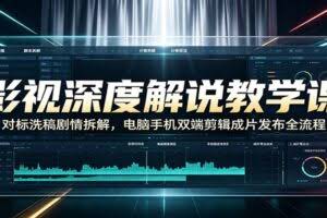 影视深度解说教学课：对标洗稿剧情拆解，电脑手机双端剪辑成片发布全流程
