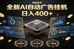 全新AI自动广告挂机 独家技术 躺赚400+ 全程无需人工值守