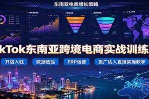 TikTok东南亚跨境电商实战训练营：开店入驻数据选品ERP运营，投广达人直播实操教学