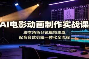 AI电影动画制作实战课：脚本角色分镜视频生成，配音音效剪辑一体化全流程