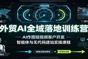 外贸AI全域落地训练营：AI作图短视频客户开发，智能体与无代码建站实操课程