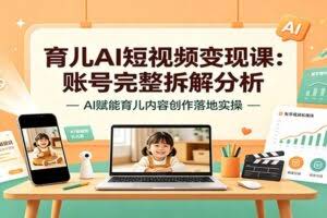 育儿AI短视频变现课：账号完整拆解分析，AI赋能育儿内容创作落地实操