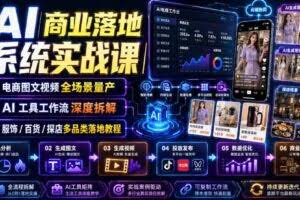 AI商业落地系统实战课｜电商图文视频全场景量产・AI工具工作流深度拆解・服饰/百货/探店多品类落地教程