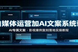 自媒体运营加AI文案系统课：：AI专属文案，影视案例复刻落地实操教程