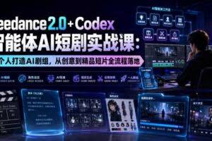 Seedance2.0+Codex智能体AI短剧实战课：一个人打造AI剧组，从创意到精品短片全流程
