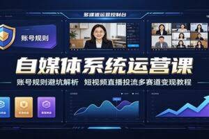 自媒体系统运营课：账号规则避坑解析，短视频直播投流多赛道变现教程