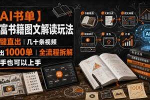 【AI书单】财富书籍图文解读玩法，一键直出，几十条视频，跑出1000单，全流程拆解，新手也可以上手