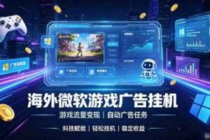 海外游戏广告自动挂G，轻资产海外副业风口，单设备稳定产出500+【揭秘】