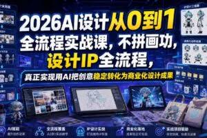 2026AI设计从0到1全流程实战课，不拼画功，设计IP全流程，真正实现用AI把创意稳定转化为商业化设计成果