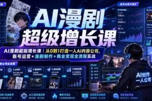 AI漫剧超级增长课｜从0到1打造一人AI内容公司，账号运营+漫剧制作+商业变现全流程实战