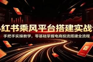 小红书乘风平台搭建实战课：手把手实操教学，零基础掌握电商投流搭建全流程